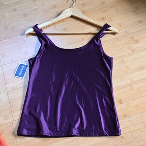 NWT Tahari Modern Essentials Satin Purple Two Way Tank Size M